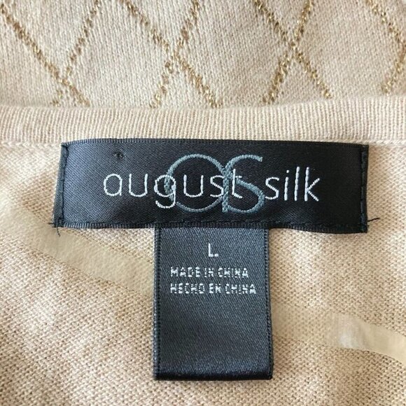 August Silk 3/4 Sleeve Cotton Modal Blend Sparkle Lightweight Sweater L - Picture 4 of 5